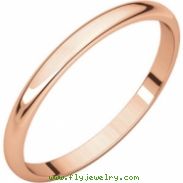 14kt Rose 02.00 mm Light Half Round Band