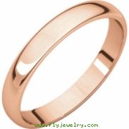 14kt Rose 03.00 mm Light Half Round Band