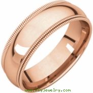 14kt Rose 06.00 mm Comfort Fit Double Milgrain Band