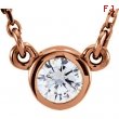 14kt Rose 1/6 CTW Polished 1/6 CTW Diamond Solitaire Necklace with I1 G-H Stone