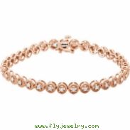 14kt Rose Bracelet 07.00 Inch 1CTW Diamond Bracelet