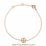 14kt Rose BRACELET Complete No Setting 05.75-06.75  INCH Polished TINY PEACE SIGN BRACELET