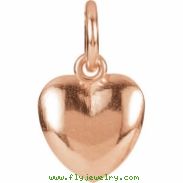 14kt Rose CHARM W/JUMP RING Complete No Setting 15.50X08.90 MM Polished POSH MOMMY HEART CHARM W/JUM