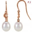 14kt Rose EARRINGS Complete with Stone NONE DROP 06.50 MM PEARL Polished FRESHWATER CULT PRL DROP EA