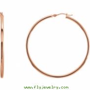 14kt Rose PAIR 48.00 MM Polished HOOP EARRINGS