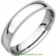 14kt White 04.00 mm Light Comfort Fit Milgrain Band