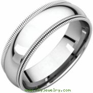 14kt White 06.00 mm Comfort Fit Double Milgrain Band