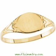 14kt White 06.00 MM Polished YOUTH ROUND SIGNET RING
