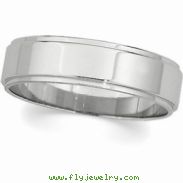 14kt White 07.00 mm Flat Edge Band