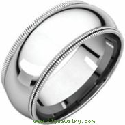 14kt White 08.00 mm Comfort Fit Double Milgrain Band