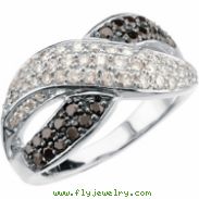 14kt White 1 CT TW Polished BLACK & WHITE DIAMOND RING