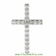 14kt White 1/3 CTTW PENDANT Polished PETITE DIAMOND CROSS