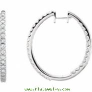 14kt White 1/4 CTW Pair 1/4CTW Diamond Inside-Outside Hoop Earrings