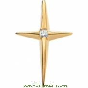 14kt White 19.50X12.05 MM=.025 CTW Polished CROSS PENDANT WITH DIAMOND