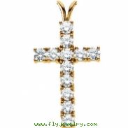 14kt White 24.00X15.00 mm Cross Pendant with Diamond