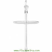 14kt White 25.00X15.00 MM Polished CROSS PENDANT