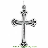 14kt White 26.00X18.00 MM Polished CROSS PENDANT