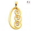 14kt White 30.00X14.00 MM Polished FREEFORM PENDANT