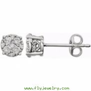 14kt White 3/8 Polished Diamond Earrings