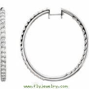 14kt White 5 CTW Pair 5CTW Diamond Inside-Outside Hoop Earrings