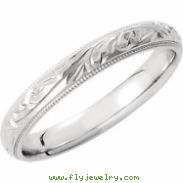 14kt White 5 Hand Engraved Band