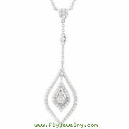 14kt White 7/8 CT TW 18" Polished DIAMOND NECKLACE