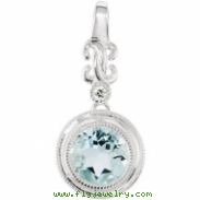 14kt White Aquamarine Genuine Aquamarine and .01CTW GH/I1 Diamond Pendant