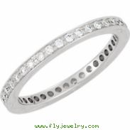 14kt White Band Complete with Stone 07.00 ROUND 01.30 MM Diamond Polished 3/8CTW ETERNITY BAND