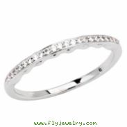 14kt White Band Complete with Stone SI2-SI3 Round 01.00 MM Diamond Polished 1/8 CTW BAND