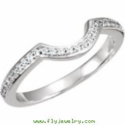 14kt White Band Complete with Stone SI2-SI3 Round 01.00 MM Diamond Polished 1/8CTW BAND