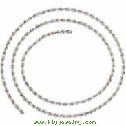 14kt White BULK BY INCH Polished 02.50 MM ROPE CHAIN