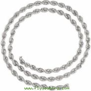 14kt White BULK BY INCH Polished 04.00 MM ROPE CHAIN