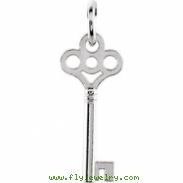 14kt White CHARM W/JUMP RING COMPELTE NO SETTING 24.00X08.25 MM Polished POSH MOMMY KEY CHARM W/JUMP