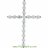 14kt White Complete with Stone 1.50 CT TW Diamond Cross Pendant
