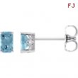 14kt White Complete with Stone Aquamarine 05.00X03.00 mm Pair Polished Aquamarine Earrings With Back