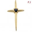 14kt White Complete with Stone Blue Sapphire Polished Blue Sapphire Cross Pendant