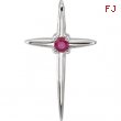 14kt White Complete with Stone Ruby Polished Ruby Cross Pendant