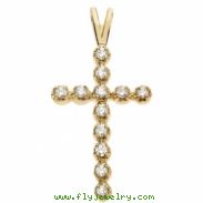 14kt White Cross Pendant with Diamond