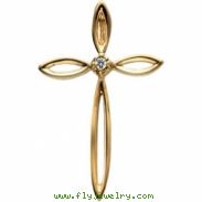 14kt White Cross Pendant with Diamond