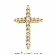 14kt White Cross Pendant with Diamond