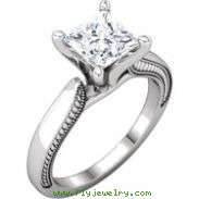 14kt White Engagement Base Ring Mounting 7 Polished Engagement Base Ring Mounting