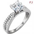 14kt White ENGAGEMENT BASE Semi-Mount SI2-SI3 Round 01.30 mm Diamond Polished 3/8 CTTW SEMI-MOUNT SC