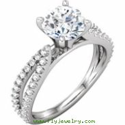 14kt White ENGAGEMENT BASE Semi-Mount SI2-SI3 Round 01.30 mm Diamond Polished 3/8 CTTW SEMI-MOUNT SC