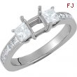 14kt White Engagement Semi-Mount with Head SI2-SI3 Princess 06.00X06.00 MM Polished 1 1/5 CTW SEMI-M