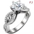 14kt White Engagement Semi-Mount without Head NONE NO CENTER STONE NO CENTER STONE NONE Polished 1/4