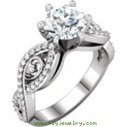 14kt White Engagement Semi-Mount without Head NONE NO CENTER STONE NO CENTER STONE NONE Polished 1/4