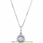 14kt White Necklace Complete with Stone 04.50 mm Polished 1/2 CTW Diamond Necklace