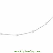 14kt White NECKLACE Complete with Stone 18.00 INCH ROUND 04.00 MM CZ Polished CZ BEZEL STATION NECKL