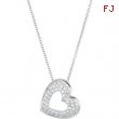 14kt White NECKLACE Complete with Stone ROUND VARIOUS Diamond Polished 1/4CTW DIA HEART NECKLACE