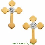 14kt White NONE .01CTW Diamond Cross Earring